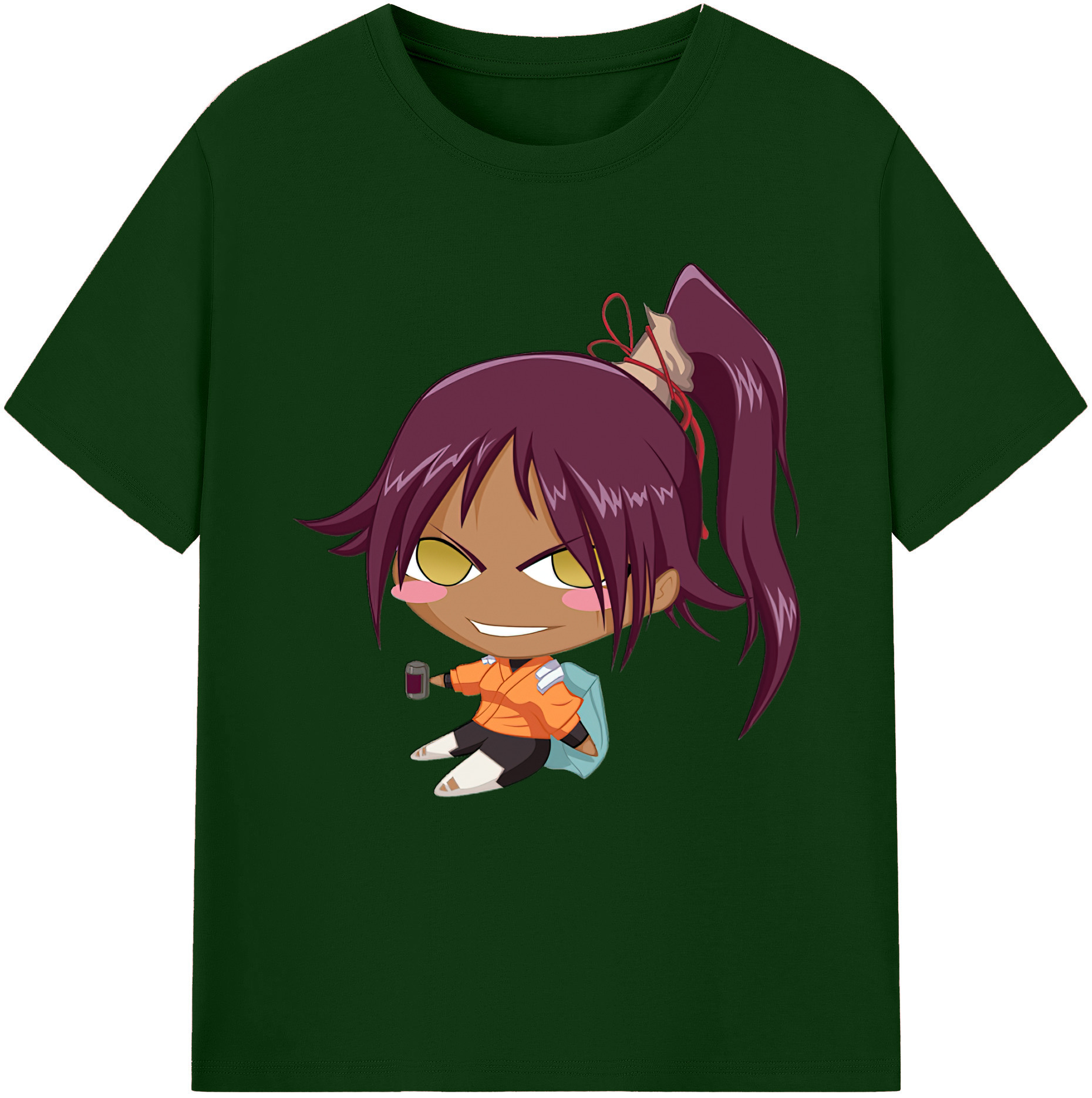 （画像用） ブリーチ 四楓院 夜一（しほういん よるいち） BLEACH Shihouin Yoruichi 綿100％半袖Tシャツ（フロントプリント）